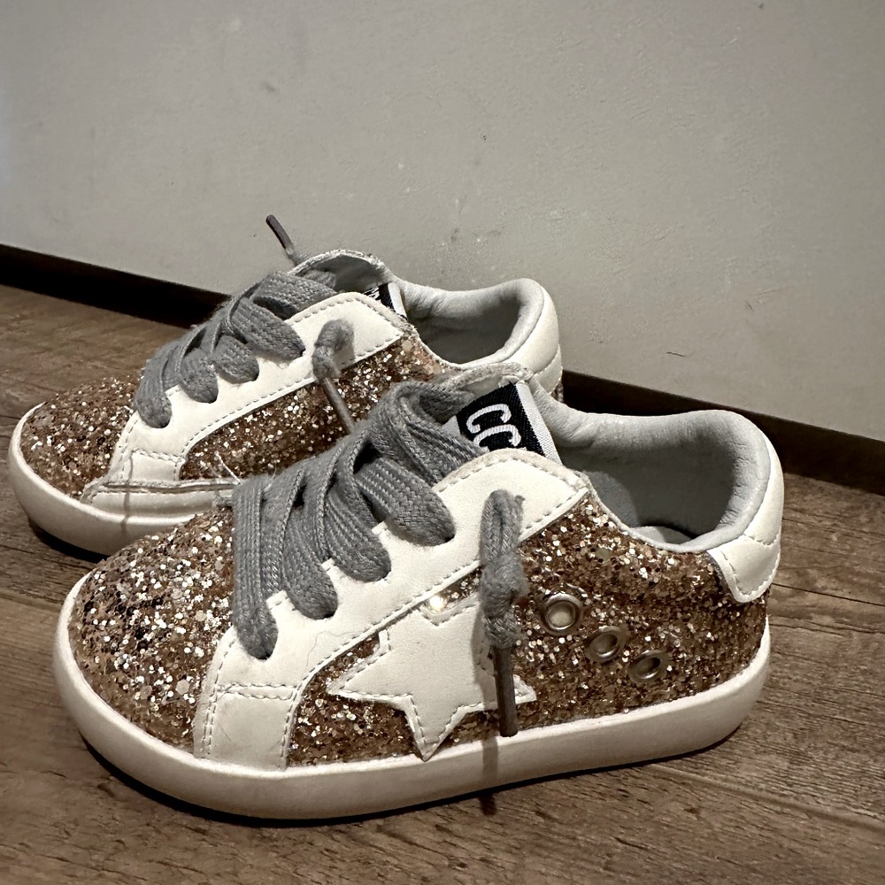Gold Sparkle Toddler Girl Sneakers size 7